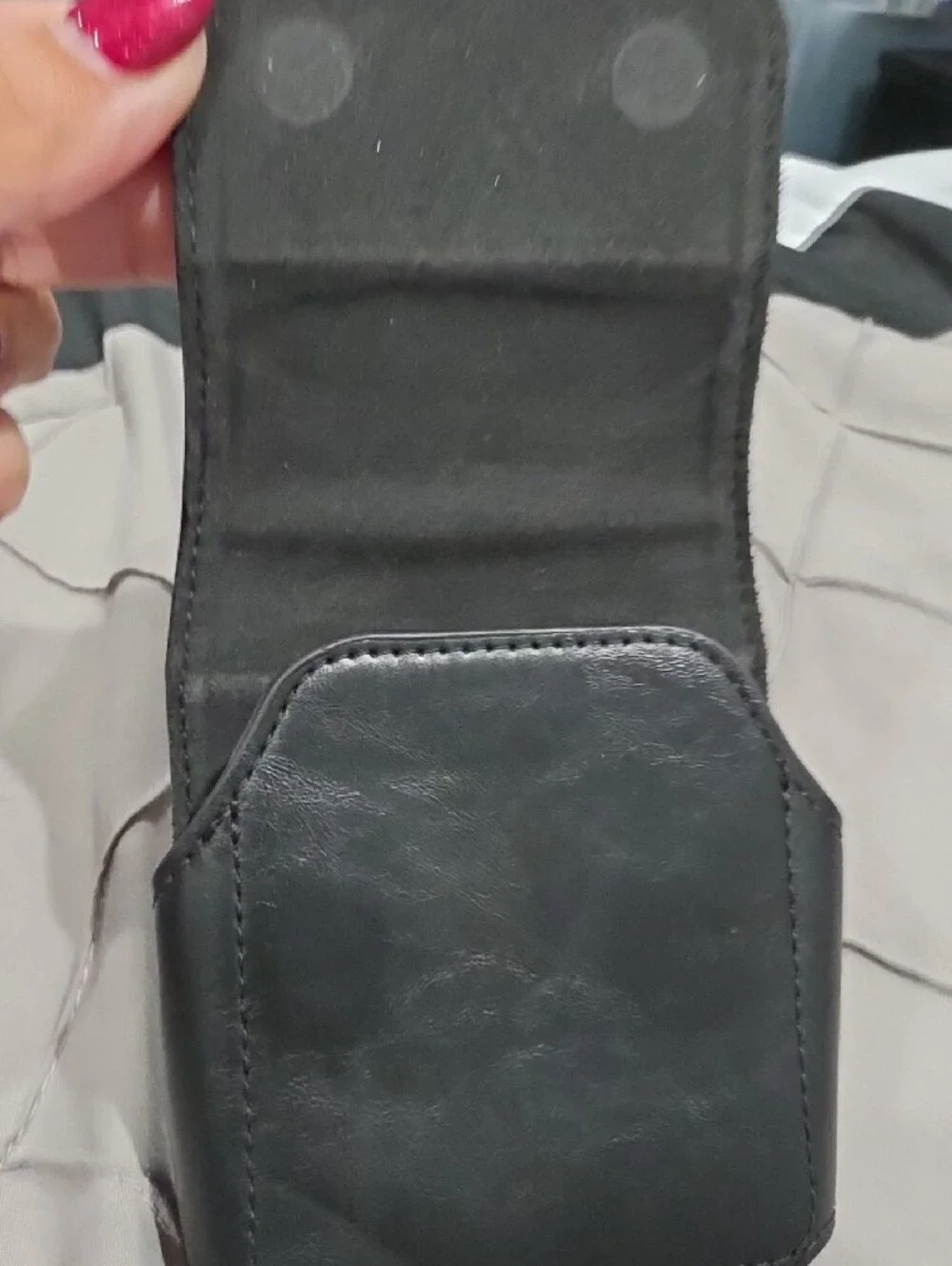 Black Leather Samsung Flip 6 Pouch Case with Magnetic Flap